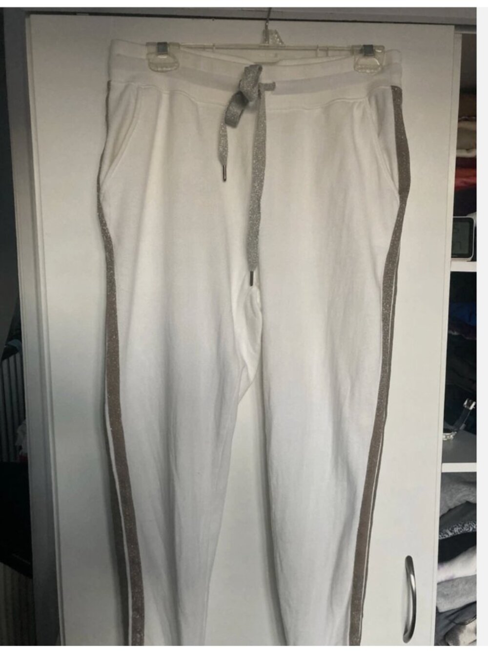 Rails Oakland Joggers Tapper White Color Metallic Stripes Size Large